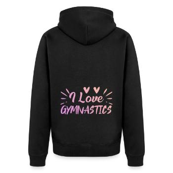 Ich liebe Gymnastik - Unisex Premium Bio Zip Hoodie - Schwarz - Hinten - Nico (187cm)