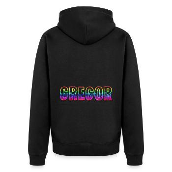 gregor rs rainbow - Unisex Premium Organic Zip Hoodie - black - Back - Nico (187cm)