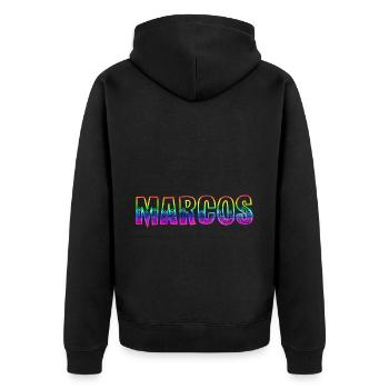 Marcos RS Arc-en-ciel - Veste à capuche bio Premium Unisexe - noir - Dos - Nico (187cm)