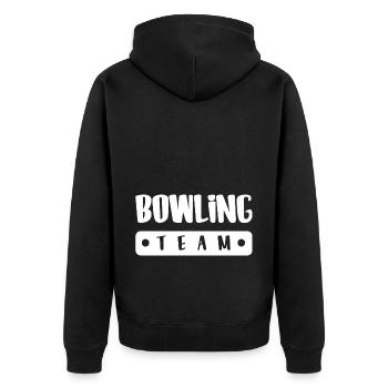 Bowling Team - Unisex Premium Bio Zip Hoodie - Schwarz - Hinten - Nico (187cm)