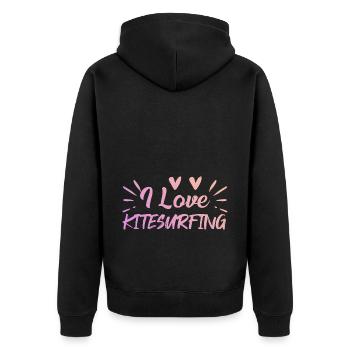 I love kitesurfing - Unisex Premium Organic Zip Hoodie - black - Back - Nico (187cm)