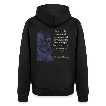 Cite Darwin Biology Theory of Evolution - Unisex Premium Organic Zip Hoodie - black - Back - Nico (187cm)