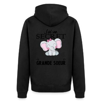J'ai un secret je vais être grande soeur - Veste à capuche bio Premium Unisexe - noir - Dos - Nico (187cm)