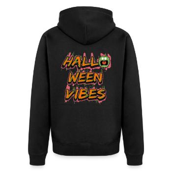 Cute Monster Pumpkin Partner Costume Halloween Vibes - Unisex Premium Organic Zip Hoodie - black - Back - Nico (187cm)