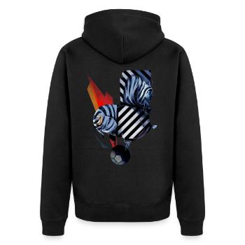 Zebra - Unisex Premium Bio Zip Hoodie - Schwarz - Hinten - Nico (187cm)
