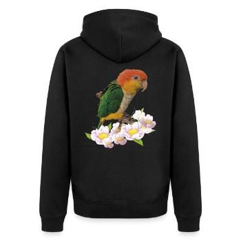 The orange-headed caique - Unisex Premium Organic Zip Hoodie - black - Back - Nico (187cm)