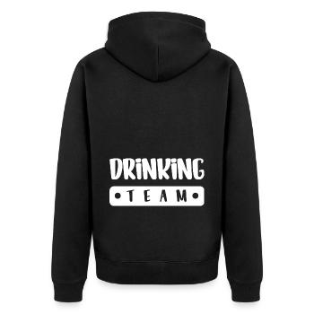 Drinking Team - Unisex Premium Bio Zip Hoodie - Schwarz - Hinten - Nico (187cm)
