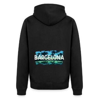 Barcelona - Unisex Premium Bio Zip Hoodie - Schwarz - Hinten - Nico (187cm)