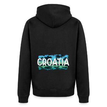 Croatia - Unisex Premium Bio Zip Hoodie - Schwarz - Hinten - Nico (187cm)