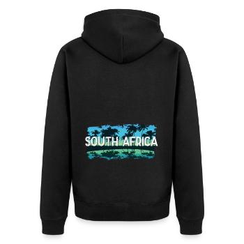 South Africa - Unisex Premium Bio Zip Hoodie - Schwarz - Hinten - Nico (187cm)