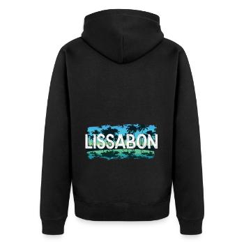 Lissabon - Unisex Premium Bio Zip Hoodie - Schwarz - Hinten - Nico (187cm)