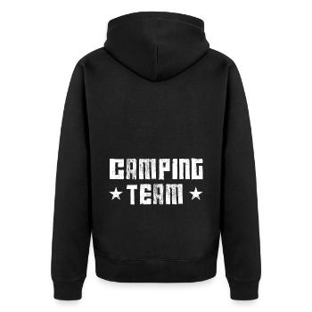 Camping Team - Unisex Premium Bio Zip Hoodie - Schwarz - Hinten - Nico (187cm)