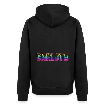 carlota rs rainbow - Unisex Premium Organic Zip Hoodie - black - Back - Nico (187cm)