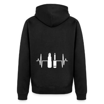Make Up Cosmetics Pulse - Unisex Premium Organic Zip Hoodie - black - Back - Nico (187cm)