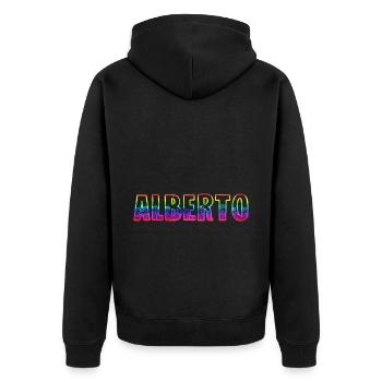 Alberto RS Rainbow - Unisex Premium Organic Zip Hoodie - black - Back - Nico (187cm)