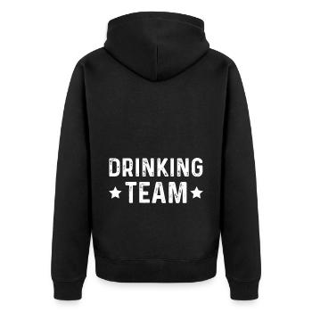 Drinking Team - Unisex Premium Bio Zip Hoodie - Schwarz - Hinten - Nico (187cm)