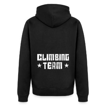 Climbing Team - Unisex Premium Organic Zip Hoodie - black - Back - Nico (187cm)