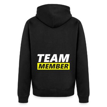 Team Members - Unisex Premium Organic Zip Hoodie - black - Back - Nico (187cm)