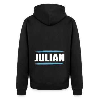 Julian - Unisex Premium Bio Zip Hoodie - Schwarz - Hinten - Nico (187cm)