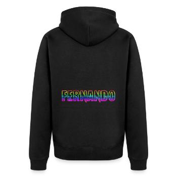 fernando rs regenbogen - Unisex Premium Bio Zip Hoodie - Schwarz - Hinten - Nico (187cm)