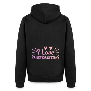 Ich Liebe Skateboard - Unisex Premium Bio Zip Hoodie - Schwarz - Hinten - Nico (187cm)