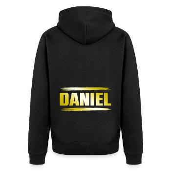 Daniel - Unisex Premium Bio Zip Hoodie - Schwarz - Hinten - Nico (187cm)