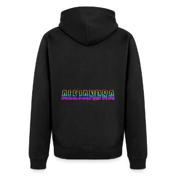alejandra rs regenbogen - Unisex Premium Bio Zip Hoodie - Schwarz - Hinten - Nico (187cm)