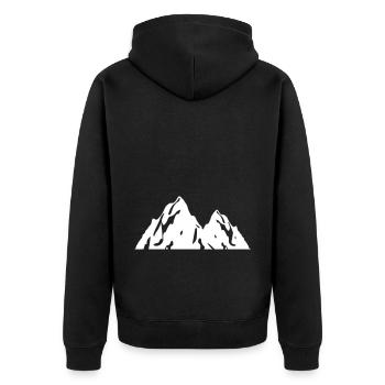 Berg Silhouette Symbol Mountains - Unisex Premium Bio Zip Hoodie - Schwarz - Hinten - Nico (187cm)