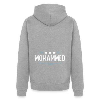 Mohammed - Unisex Premium Organic Zip Hoodie - heather grey - Back - Nico (187cm)