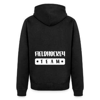 Fieldhockey Team - Unisex Premium Bio Zip Hoodie - Schwarz - Hinten - Nico (187cm)