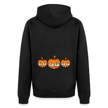 Halloween Pumpkin Face - Unisex Premium Organic Zip Hoodie - black - Back - Nico (187cm)