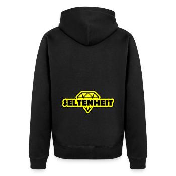 Seltenheit Diamant Spruch Motto - Unisex Premium Bio Zip Hoodie - Schwarz - Hinten - Nico (187cm)