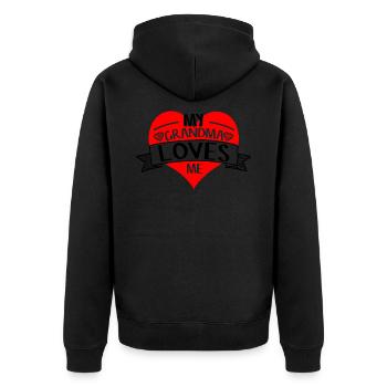 Ma grand-mère et ma grand-mère m’aime. Bébé enfant cadeau - Veste à capuche bio Premium Unisexe - noir - Dos - Nico (187cm)