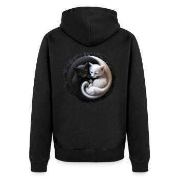 Yin Yang Kitten Chaton en optique 3D, super mignon... - Veste à capuche bio Premium Unisexe - noir - Dos - Nico (187cm)