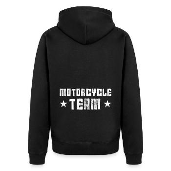 Motorcycle Team - Unisex Premium Organic Zip Hoodie - black - Back - Nico (187cm)