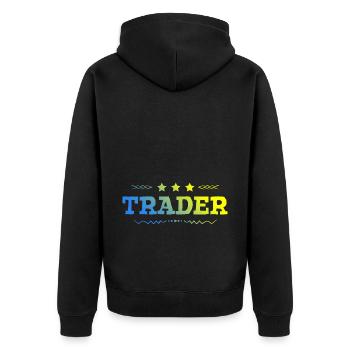 Trader Beruf - Unisex Premium Bio Zip Hoodie - Schwarz - Hinten - Nico (187cm)