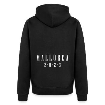 Mallorca 2023 - Unisex Premium Bio Zip Hoodie - Schwarz - Hinten - Nico (187cm)