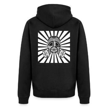 Tekno 23 gas mask - Unisex Premium Bio Zip Hoodie - Schwarz - Hinten - Nico (187cm)