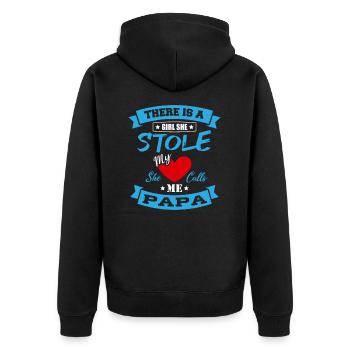 There Is A Girl She Stole My Heart She Calls Me - Unisex Premium Bio Zip Hoodie - Schwarz - Hinten - Nico (187cm)