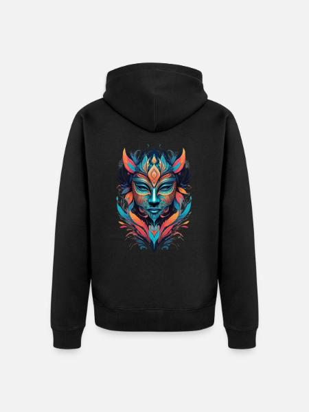 "Vivid Mask" - Unisex Premium Organic Zip Hoodie - black