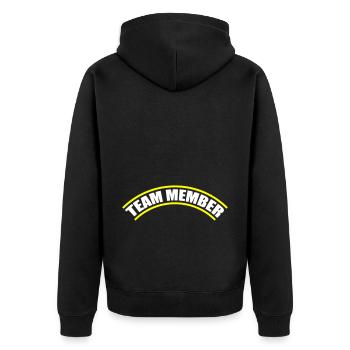 Team Mitglied - Unisex Premium Bio Zip Hoodie - Schwarz - Hinten - Nico (187cm)