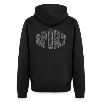 Sport - texte simple - Veste à capuche bio Premium Unisexe - noir - Dos - Nico (187cm)