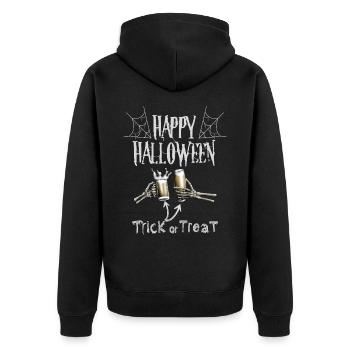 Happy Halloween - Alkohol oder Saures - Unisex Premium Bio Zip Hoodie - Schwarz - Hinten - Nico (187cm)