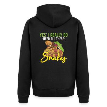 Funny Python Snake / Boa Constrictor - Unisex Premium Organic Zip Hoodie - black - Back - Nico (187cm)