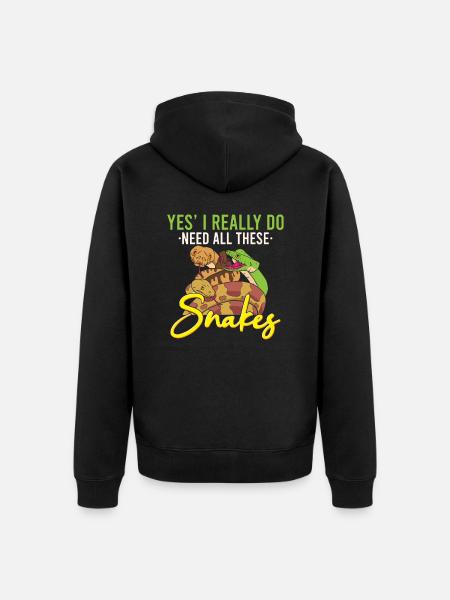 Lustige Python Schlange / Boa-Constrictor - Unisex Premium Bio Zip Hoodie - Schwarz
