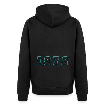 1972 Jahr Zahl - Unisex Premium Bio Zip Hoodie - Schwarz - Hinten - Nico (187cm)