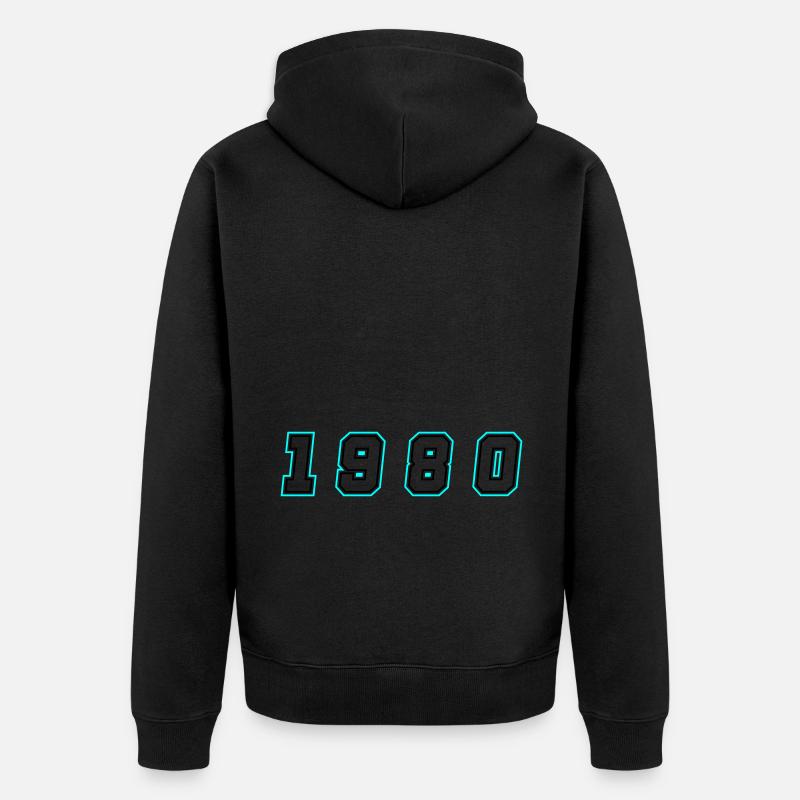 Numéro de l’année 1980 - Veste à capuche bio Premium Unisexe - noir