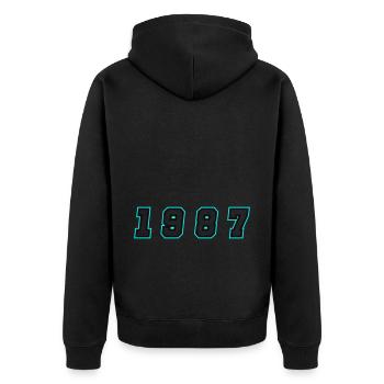 Numéro de l’année 1987 - Veste à capuche bio Premium Unisexe - noir - Dos - Nico (187cm)
