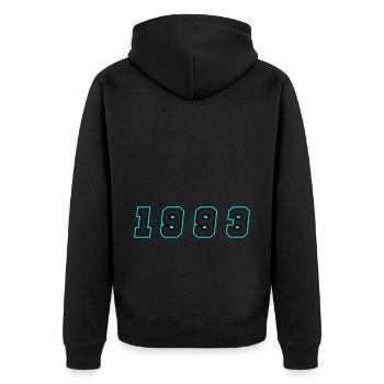 1993 Jahr Zahl - Unisex Premium Bio Zip Hoodie - Schwarz - Hinten - Nico (187cm)