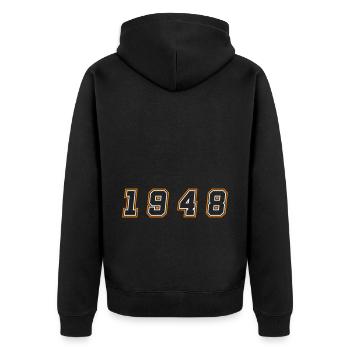 1948 Jahr Zahl - Unisex Premium Bio Zip Hoodie - Schwarz - Hinten - Nico (187cm)